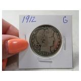 1912 US Barber Half Dollar silver coin