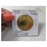 1940-s GoldPlated Walking Liberty Half Dollar