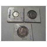 (3) Silver Coins 1960dime & 1960d/1964d Quarters