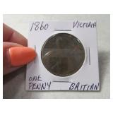 1860 Victtoria BRITAIN One Penny Cent