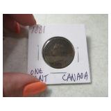 1881 Canadian One Cent Penny Coin