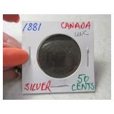 1881 UNC Rare Canadian Silver 50cent Coin
