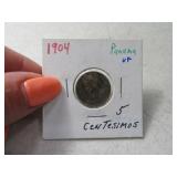 1904 silver 5 CENTAVOS Coin VF