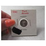 1841 silver 2 ANNAS East Indian Coin