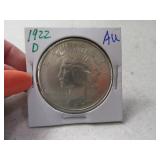1922-d PEACE Silver Dollar Coin AU