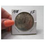 1921 Morgan Silver Dollar Coin 2/2 XF