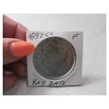 1892-cc Morgan Silver Dollar Coin Fine *Key Date*