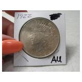 1922 PEACE Silver Dollar Coin AU