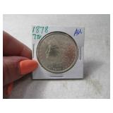 1878 Morgan Silver Dollar *7 Tail Feather* AU+