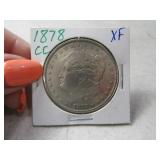 1878-cc Morgan Silver Collar Coin XF