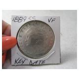 1889-cc Morgan Silver Dollar Coin VF *good date*