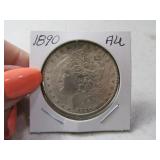 1890 Morgan Silver Dollar Coin AU