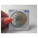 1890-o Morgan Silver Dollar Coin AU+
