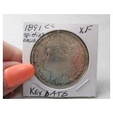 1891-cc Morgan Silver Dollar Coin XF *spit eagle*