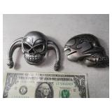 (2) SKULL Themed Modern Belt Buckles