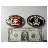 (2) 80s Goth SKULL smaller Belt Buckles colored