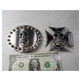 (2) SKULL modern lightweight Belt Buckles