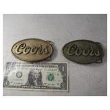 (2) Vtg COORS Belt Buckles