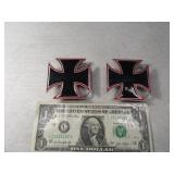 (2) American Biker USA IronCross Belt Buckles