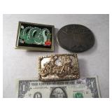 (3) 80s Era Belt Buckles Marlboro~Dragon~Riding
