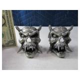 Pair Metal Goth SKULL TeaLight Candle Holders