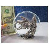 4" Metal/Glass DRAGON singlestem Vase? unusual