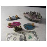 (5) Miniature Gold Mining Figures on Geodes/Rocks