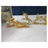 (4) Dragons & Unicorns 80s SPOONTIQUES Pewter Figr