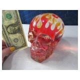 Solid Resin SKULL Heavy 5" Clear Flaming Figure