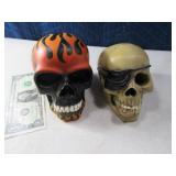 (21) Resin/Plastic SKULL Bank & Flaming Figure