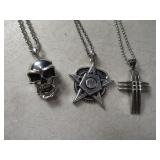 (3) Unisex Metal Necklaces SKULL~Cross~STAR