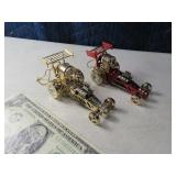 (2) 24ktPlated AUSTRIAN Crystal Dragsters 1of3
