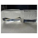 (2) Glass 3" SHIP Scene Paperweight Suncatchers