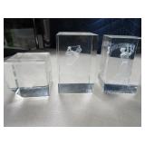 (3) Golfer Themed Glass Scene 3"/2" Paperweights