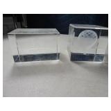 (2) HotAir Balloon~Ship Scene 3" Glass Paperweight