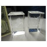 (2) Horse~Hummingbird Scene Glass 3" Paperweights