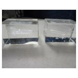 (2) Car~Piano Scene 3" Glass Paperweights 1of2