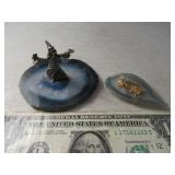 (2) Wizard & Fish metal Minis on Geode Slice