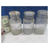 (3) Antique GlassTop ATLAS~Drey Canning Jars