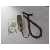 (2) Antique Ice Tongs & Hand Scale