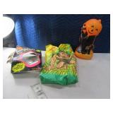 (2) Halloween 15" Platic Blow Witch & 70s Costume