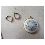 (2) .925 Bling Earrings & 1.5" Polar Bear Pendant