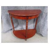 32" Wood Reddish HalfMoon Accent Table EXC