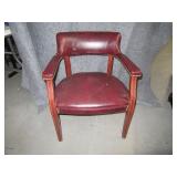 Red Leather 24" Arm Side Chair