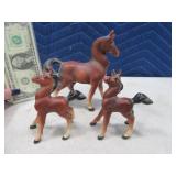 3pc Vintage PorcelainType Horses Figures