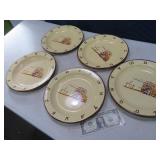 5pc Monterray Western Ware Metal 10" Plates Vintag