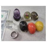 (6) Mini 1.5" Stone~Glass Eggs & Gazing Decor