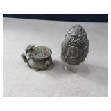 (2) Pewter Miniatures PotOGold & Rabbit Egg