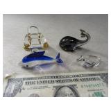 (4) Glass Miniatures SunCatchers Whale~Purse~Dolpn
