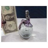 5" Glass Suncatcher Paperweight w/ Pewter Fairy
